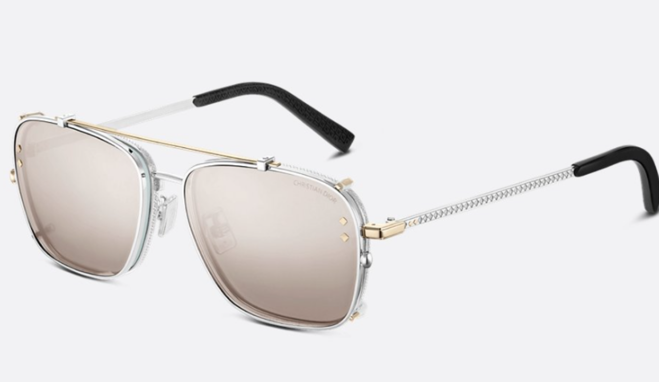DIOR : Gray and Beige Mirrored Square Sunglasses