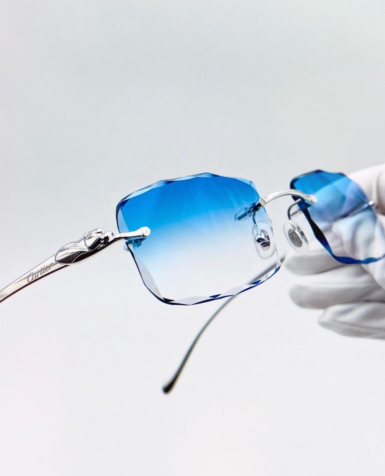 Lunette Cartier Panthère  custom Diamond CUT argentée