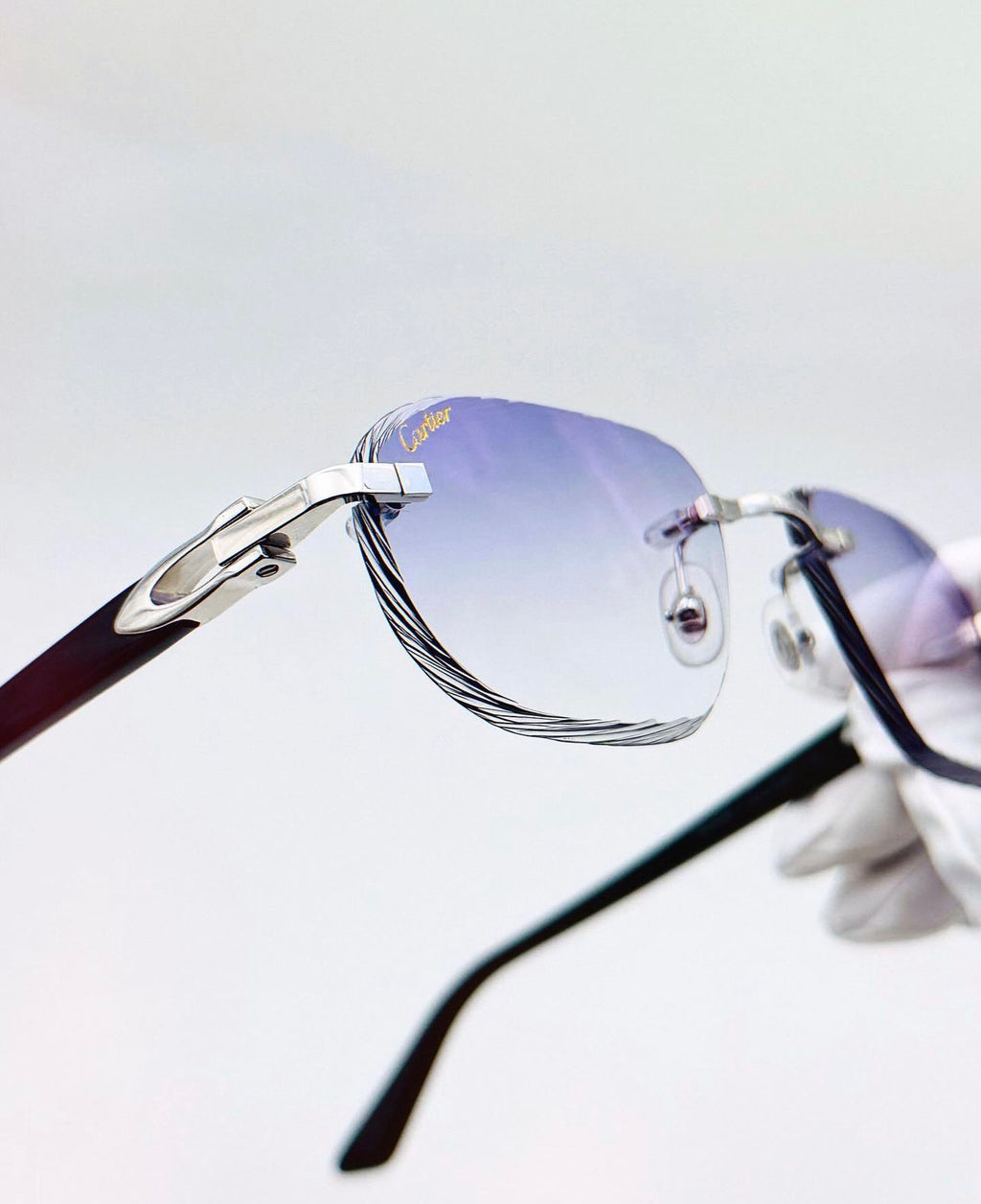 Lunette Cartier en bois diamond cut