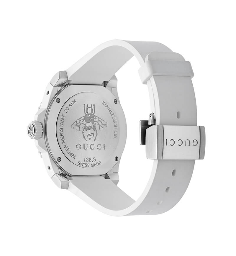 Gucci YA136337 Montre de Plongée à Quartz Cadran Blanc Montre Pour Homme